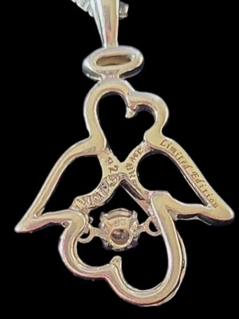 ❤KAY JEWELERS 925 SILVER 10K ROSE GOLD DIAMONDS IN RHYTHM ANGEL NECKLACE - Picture 3 of 3